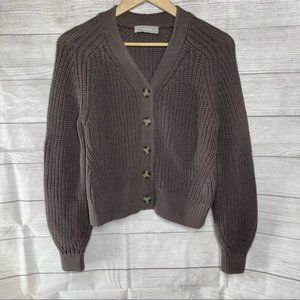 Everlane The Texture Cotton Cardigan Gray Brown Long Sleeve Small Sweater.